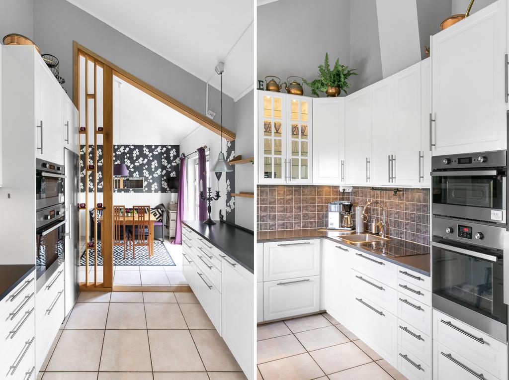 Kök med vitvaror i rostfritt stål