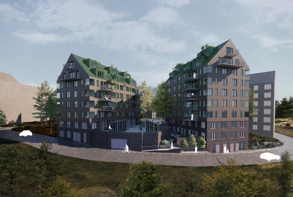 Illustration över husen sett från norr