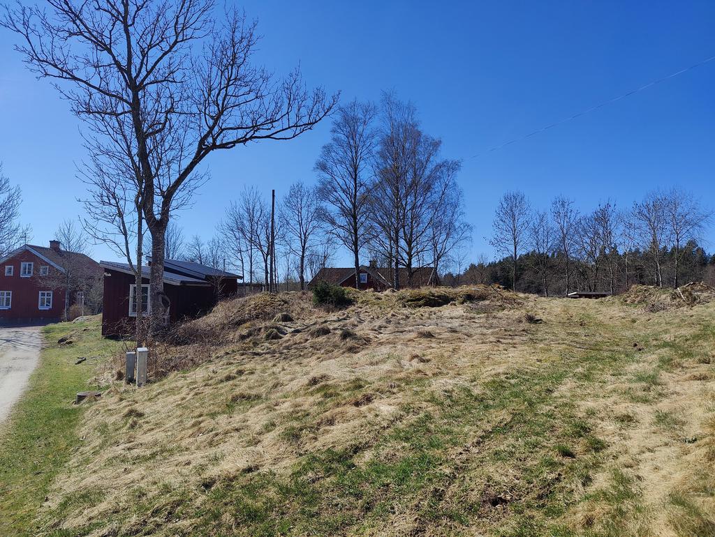 Vy nedifrån vägen mot väst, här blir troligen uppfart och kanske garage?