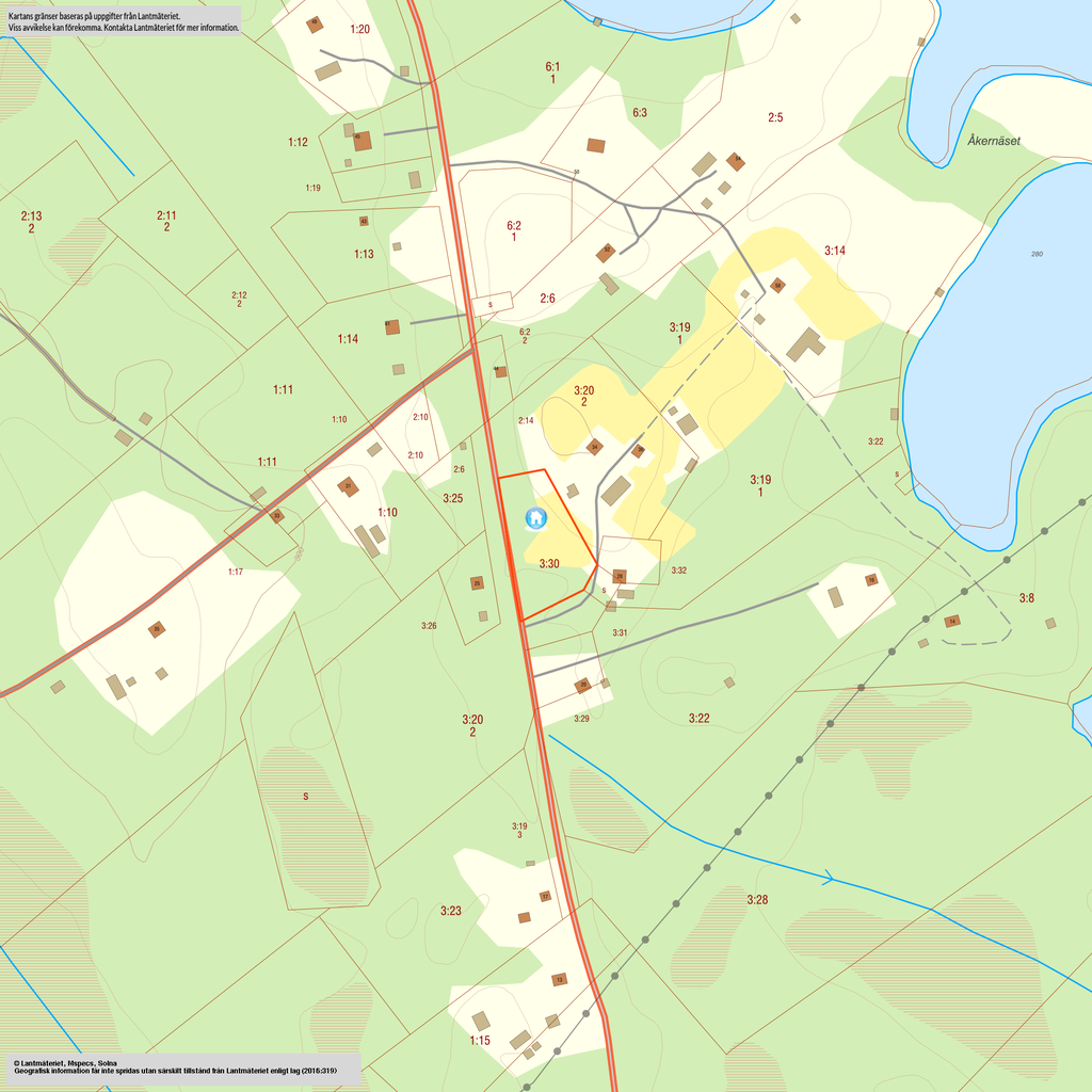 Tomtkarta Vänjaurträsk 3:30