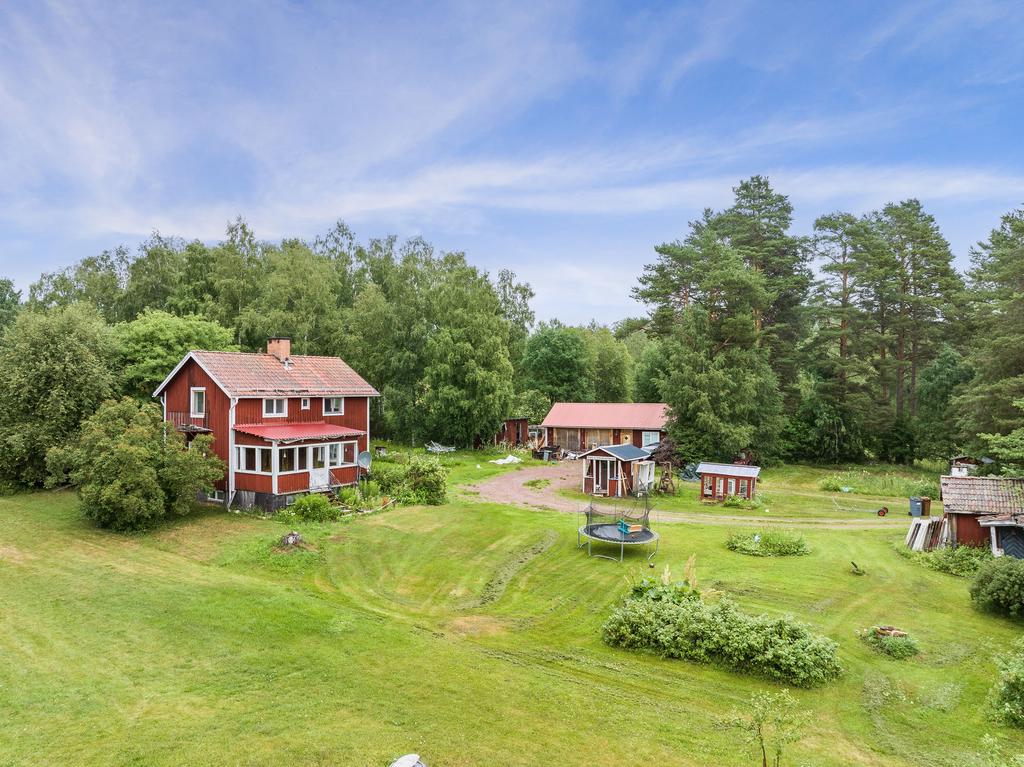 Lättskött trädgård med plats för både barnens aktiviteter samt mindre odling.