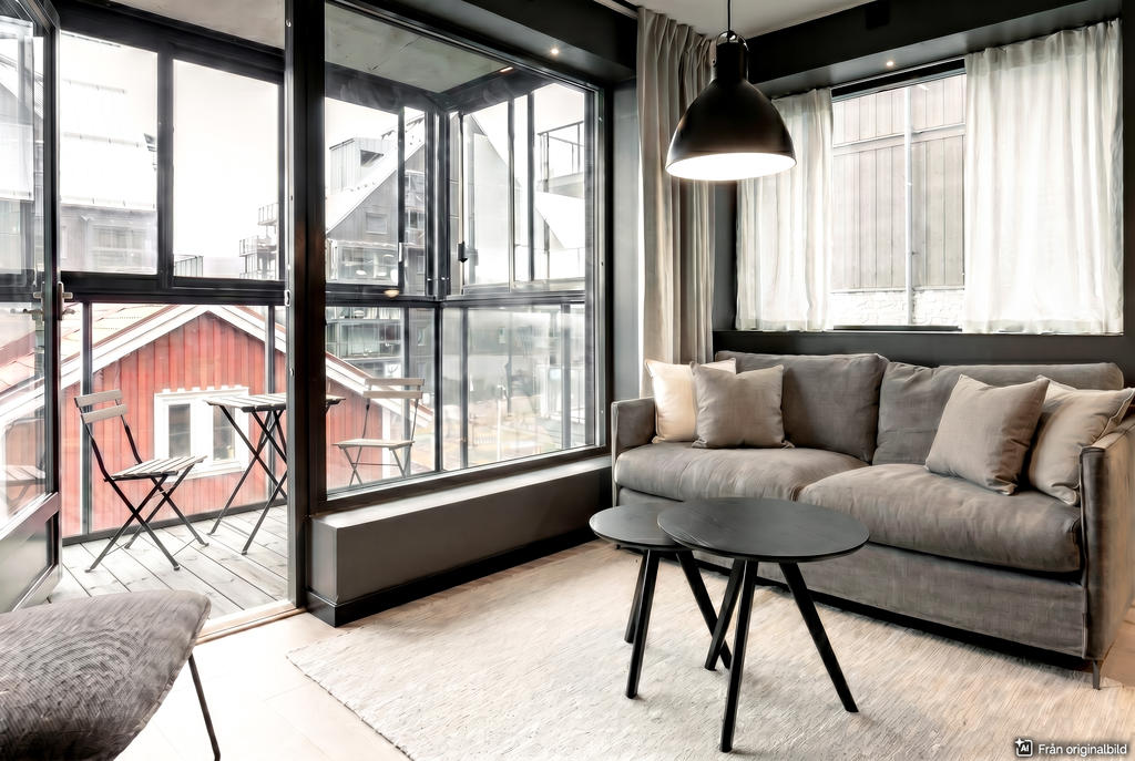 Bilden är tagen i en lägenhet några våningar längre ner.