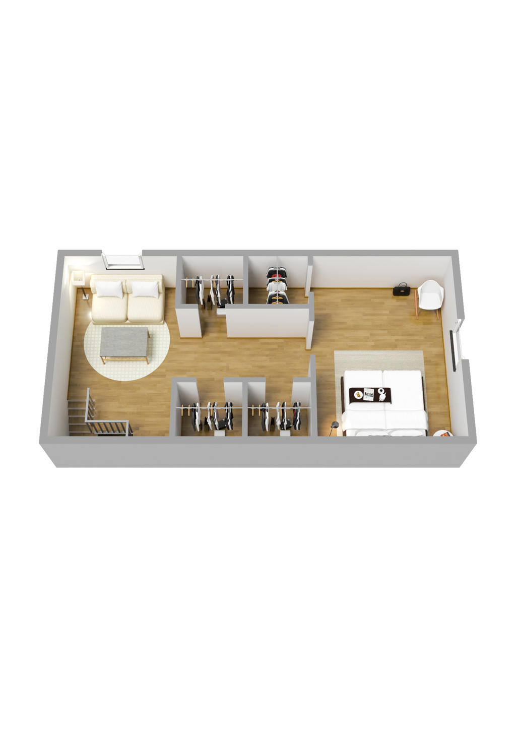 Planlösning övre plan 3D