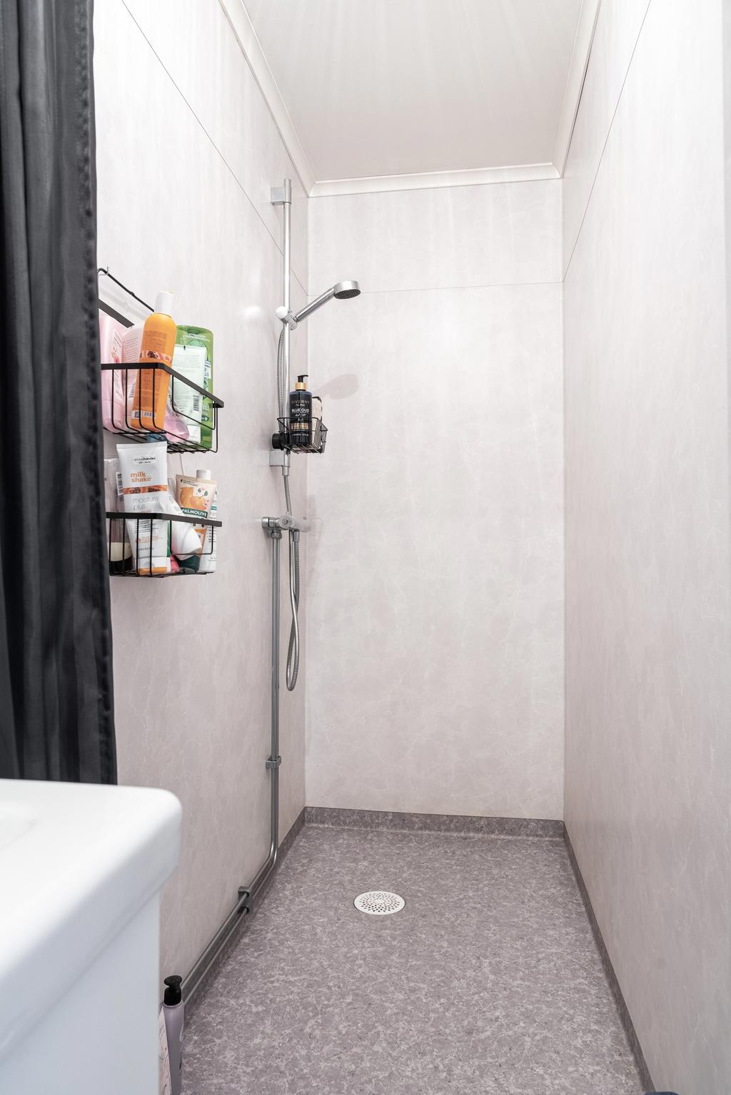 Wc med dusch övre plan, praktiskt på varje plan.