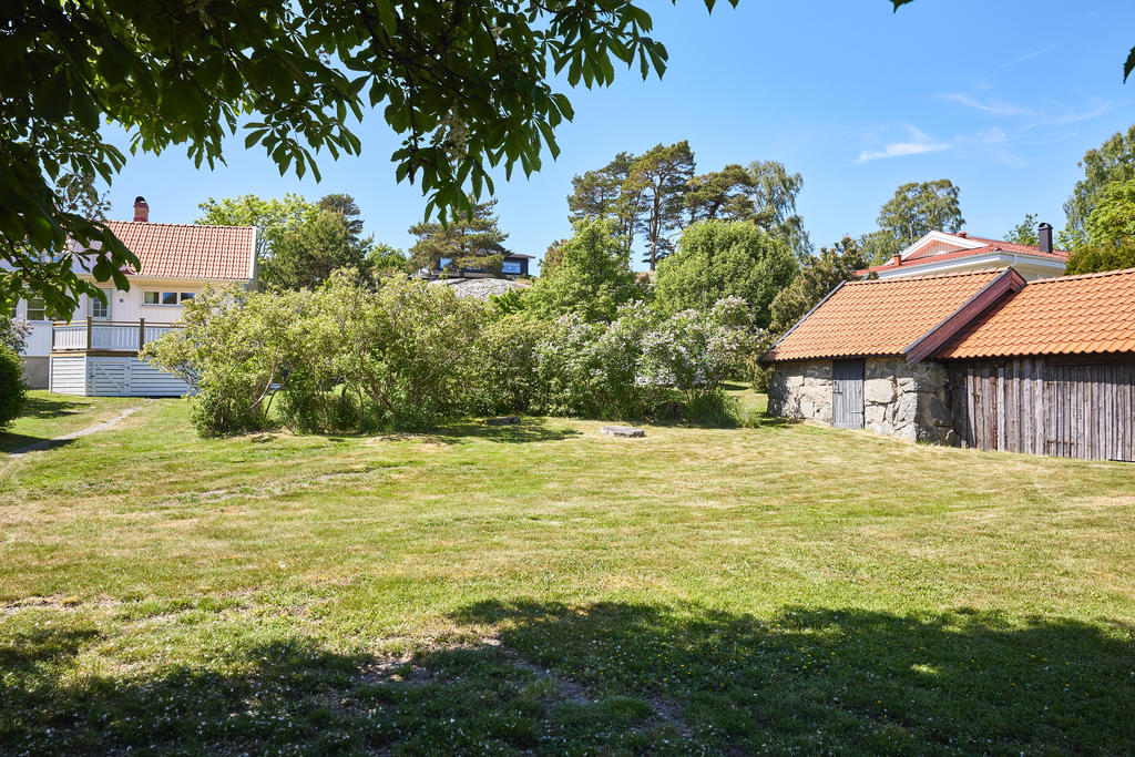 Grannens nyrenoverade hus skymtar till vänster i bild