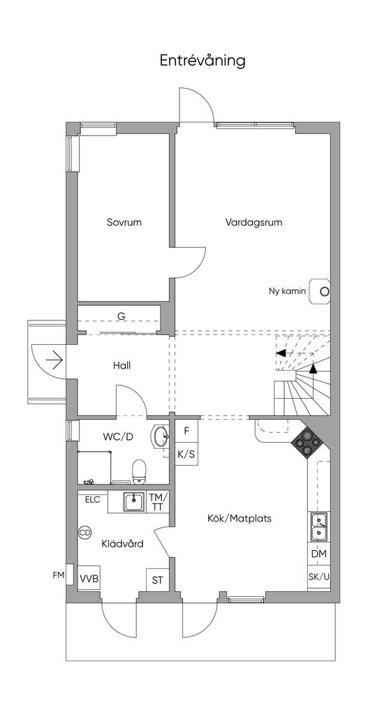 Planlösning 2-d, entréplan