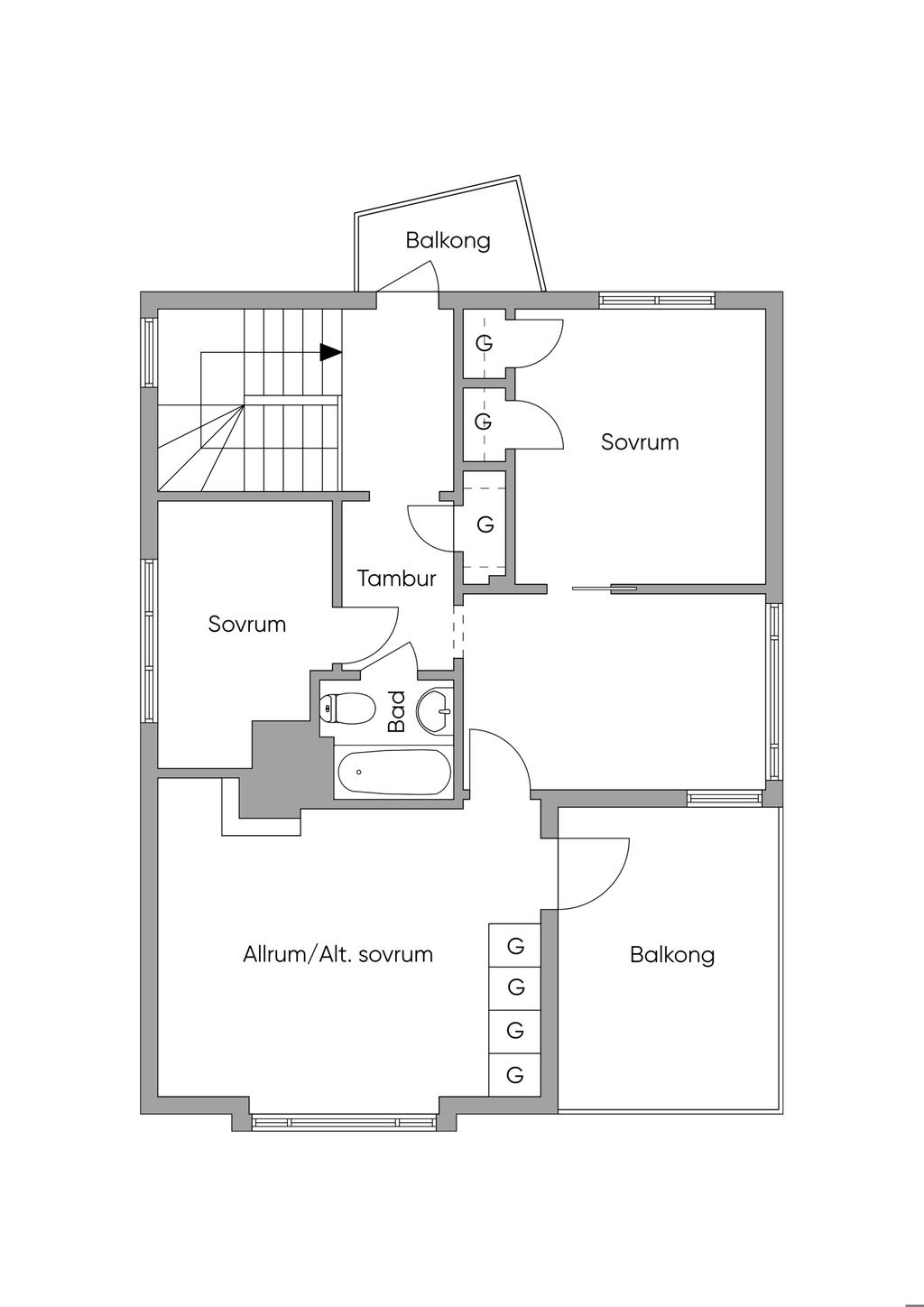Planritning övre plan