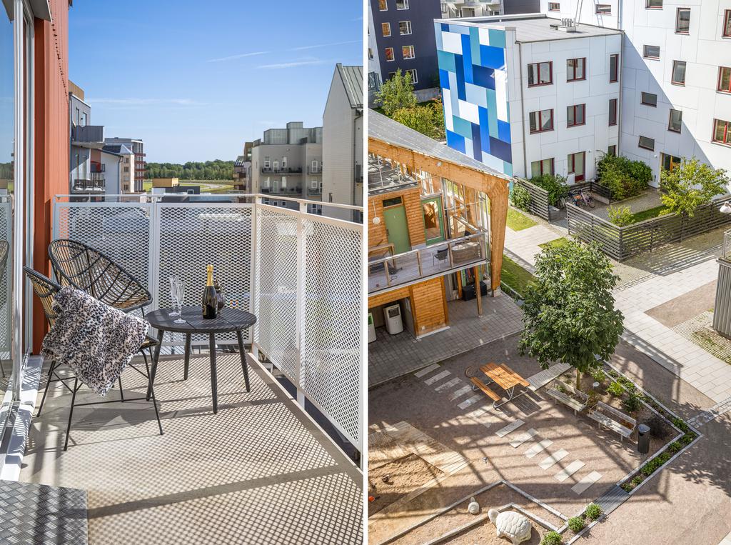 Balkong i soligt läge med trevlig utsikt 