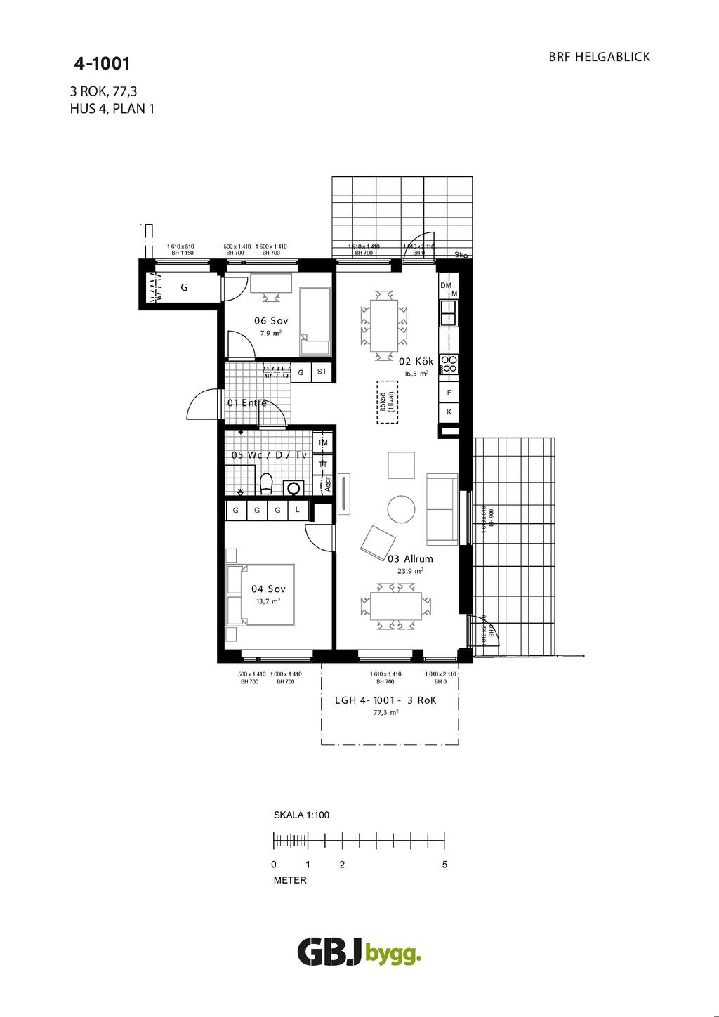 Planritning lägenhet 4-1001