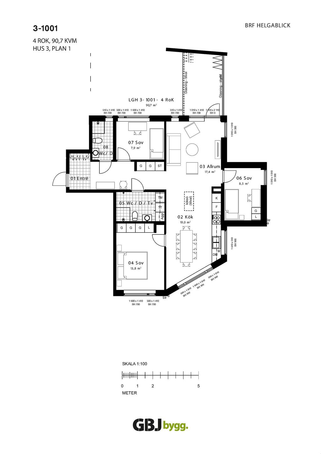 Planritning lägenhet 3-1001