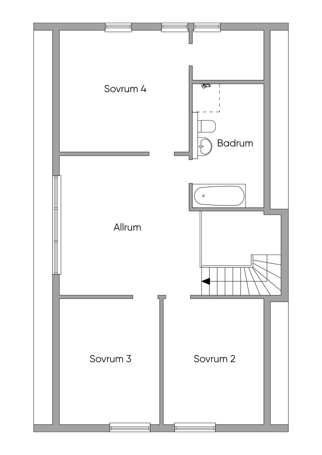 Planritning övre plan