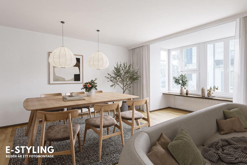 Observera att detta är en fotostyling för att visa möjligheterna med rummet!