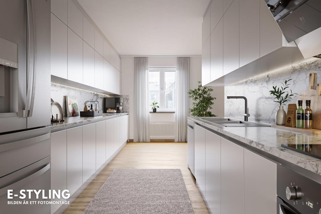 Observera att detta är en fotostyling för att visa möjligheterna med köket!
