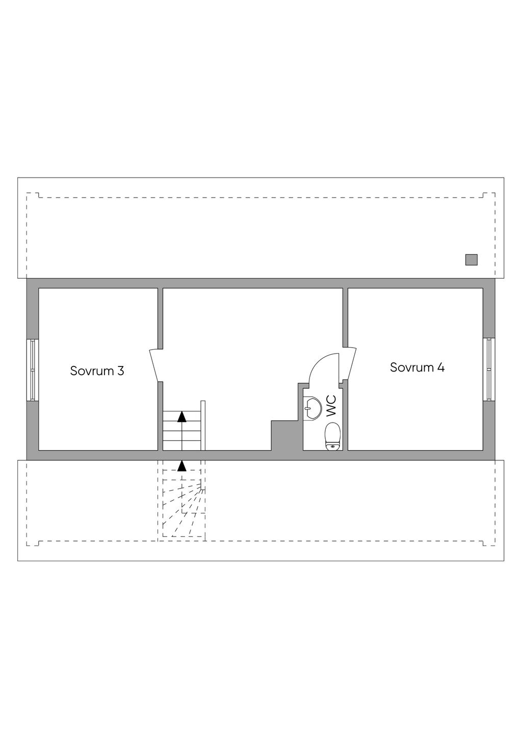 Planlösning övre plan. 