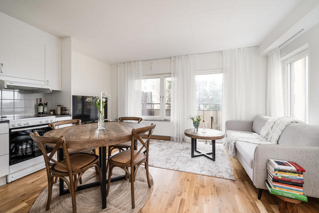 Kök och allrum i öppen planlösning