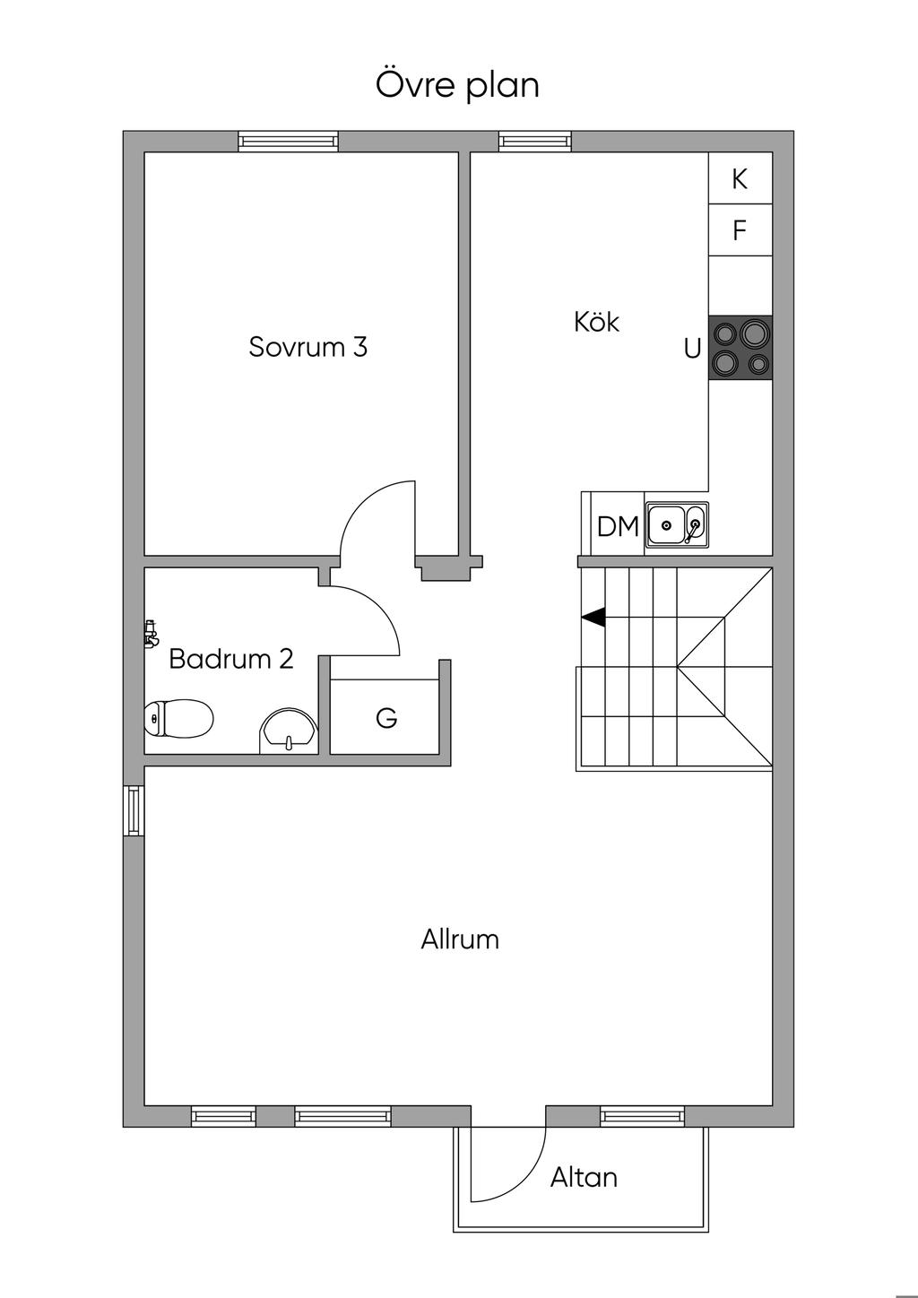 Planlösning, övre plan