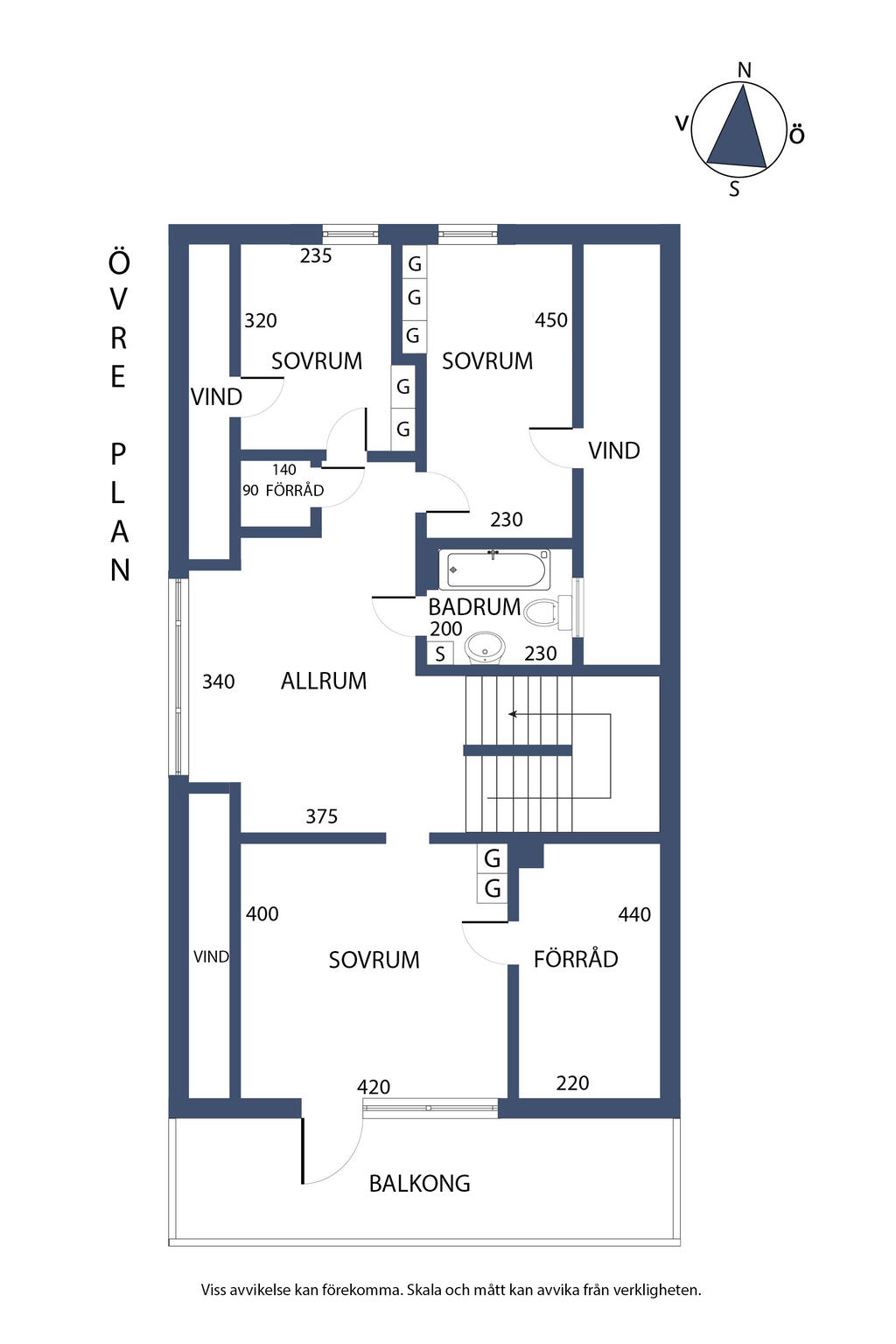 Planlösning, övre plan