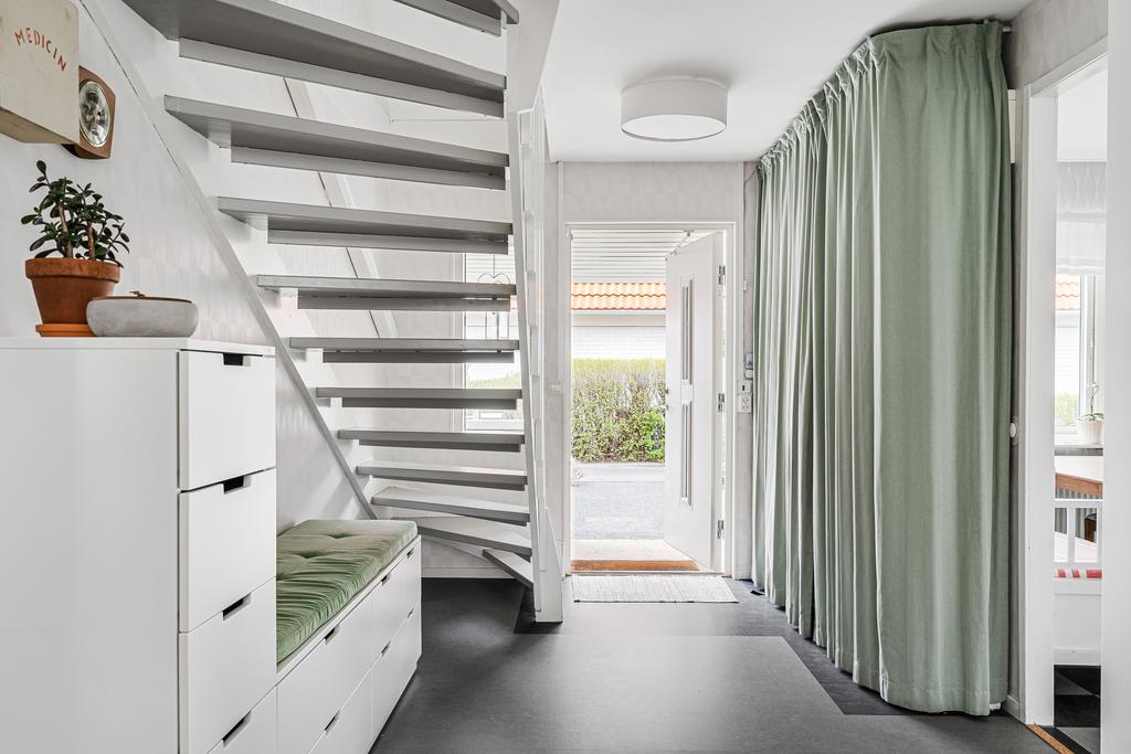 Trevlig förvaringslösning med textil    

