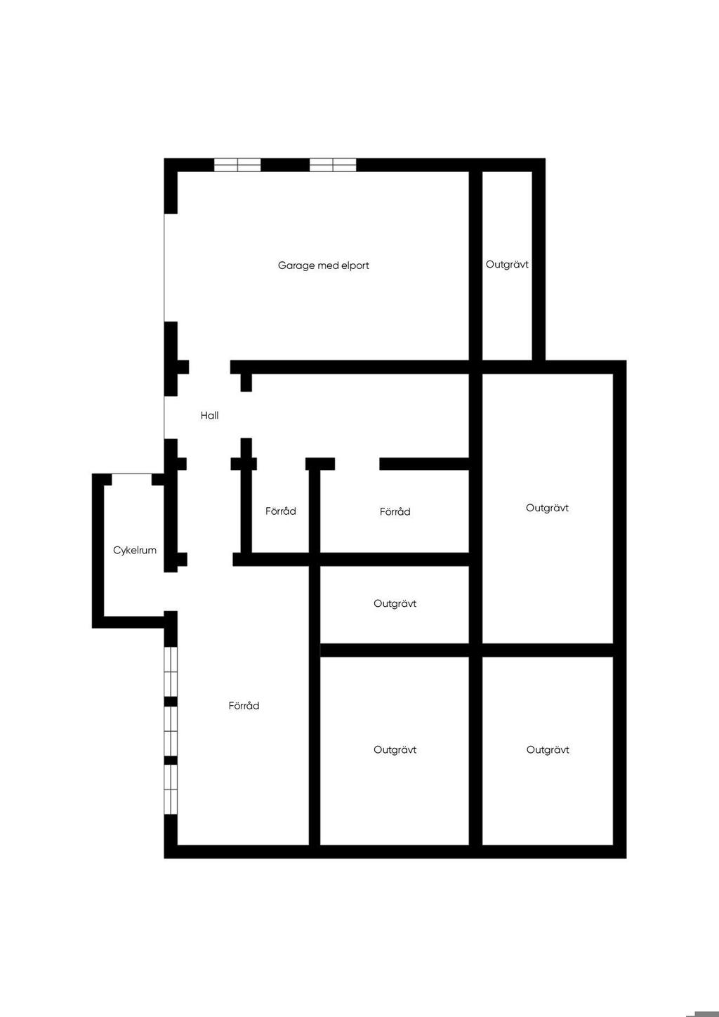 Befintlig planlösning  källarplan.