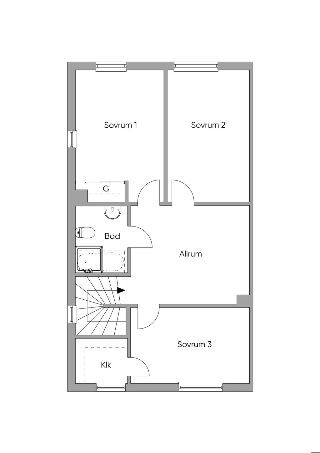 Planlösning Övre plan 2 D