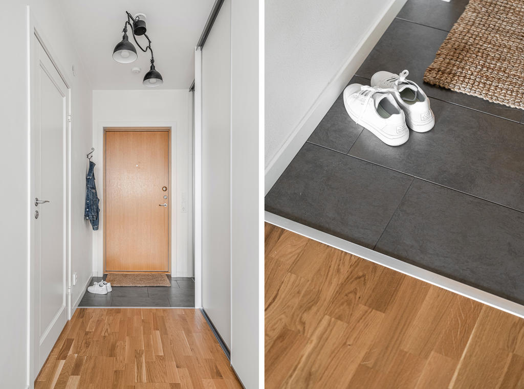 Entréhall med klinkergolv