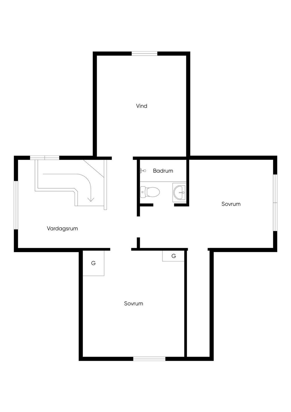 Planlösning övre plan