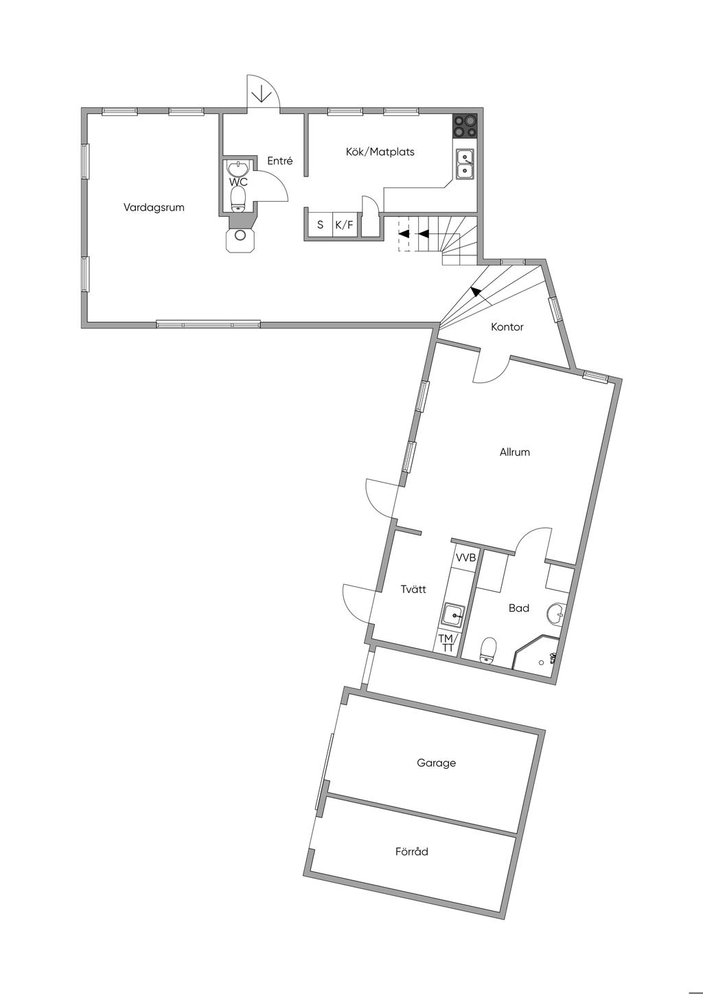 Entréplan, aktuell planlösning