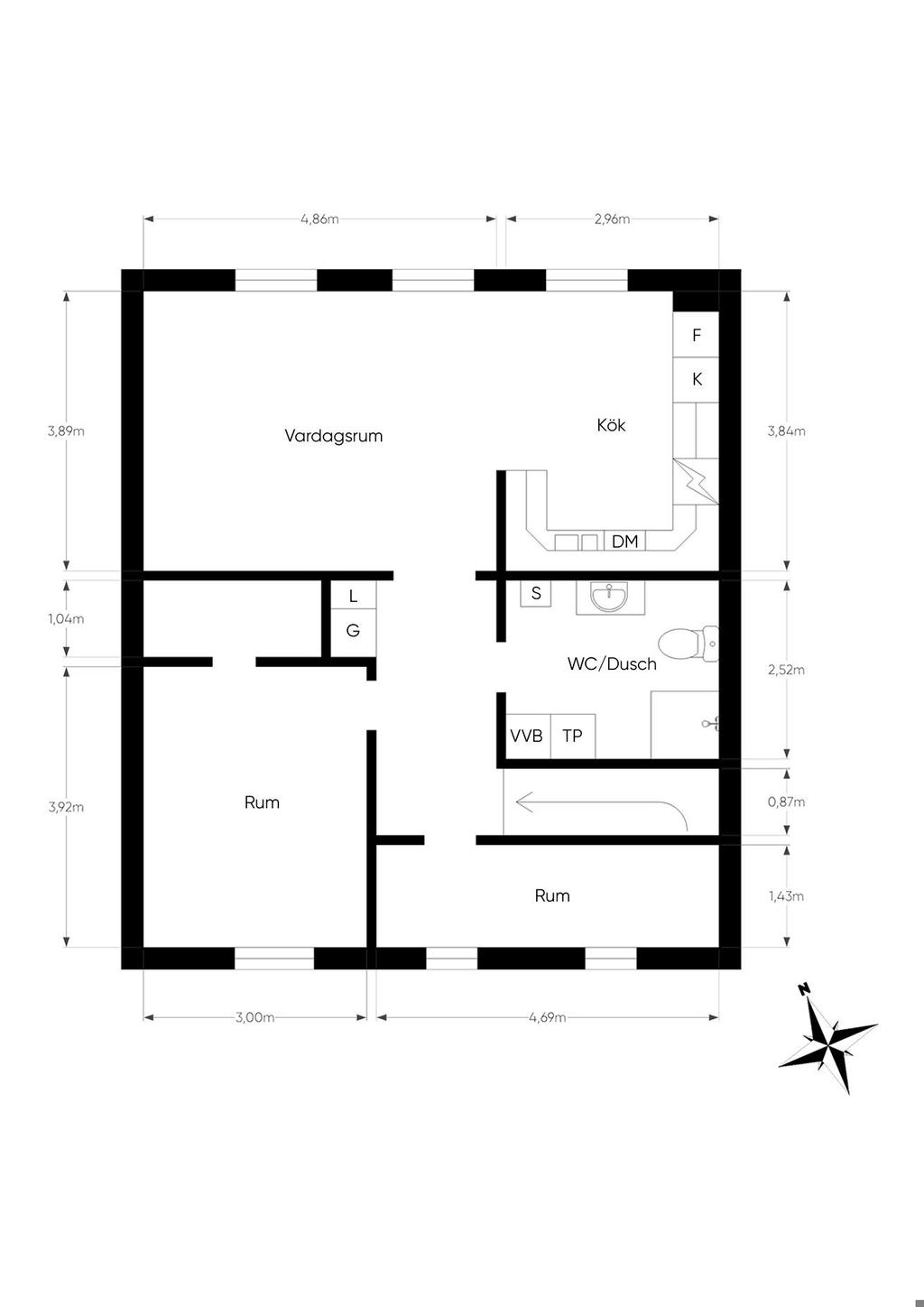 Planlösning över lägenheten