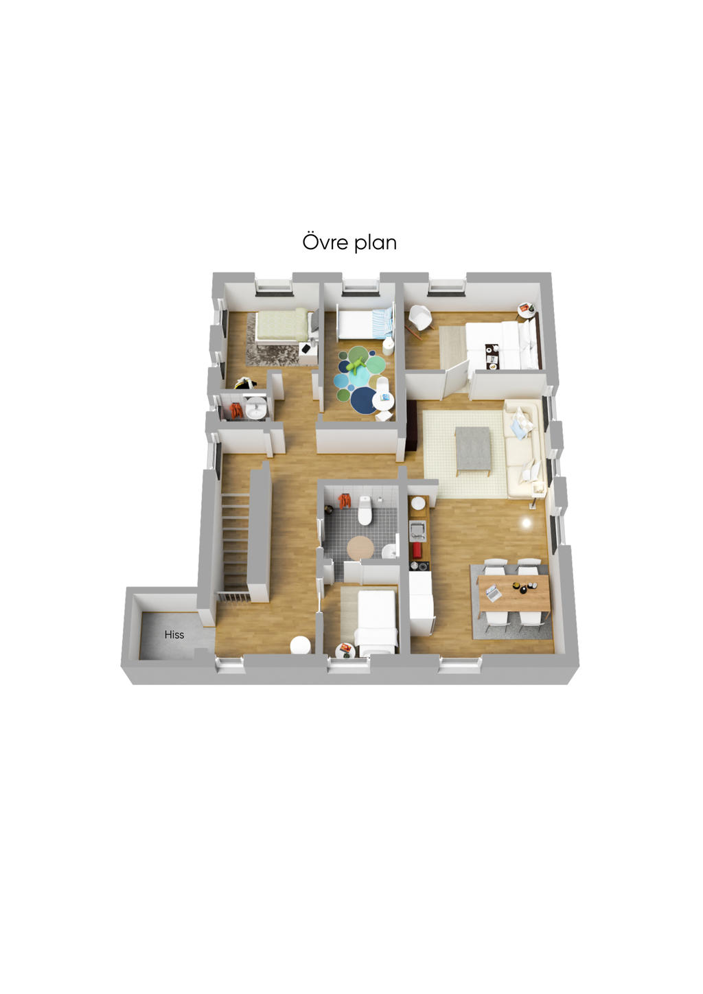 Planlösning övre plan 3D