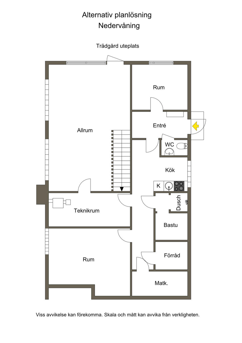 Möjlig uthyrningsdel nedre plan