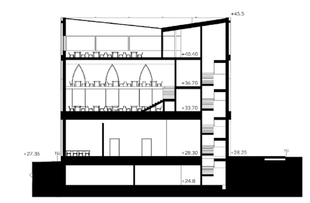 Sektion enligt detaljplan, skiss
