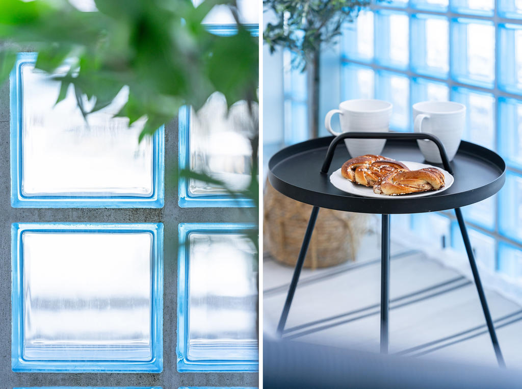 Balkong med glasbetong