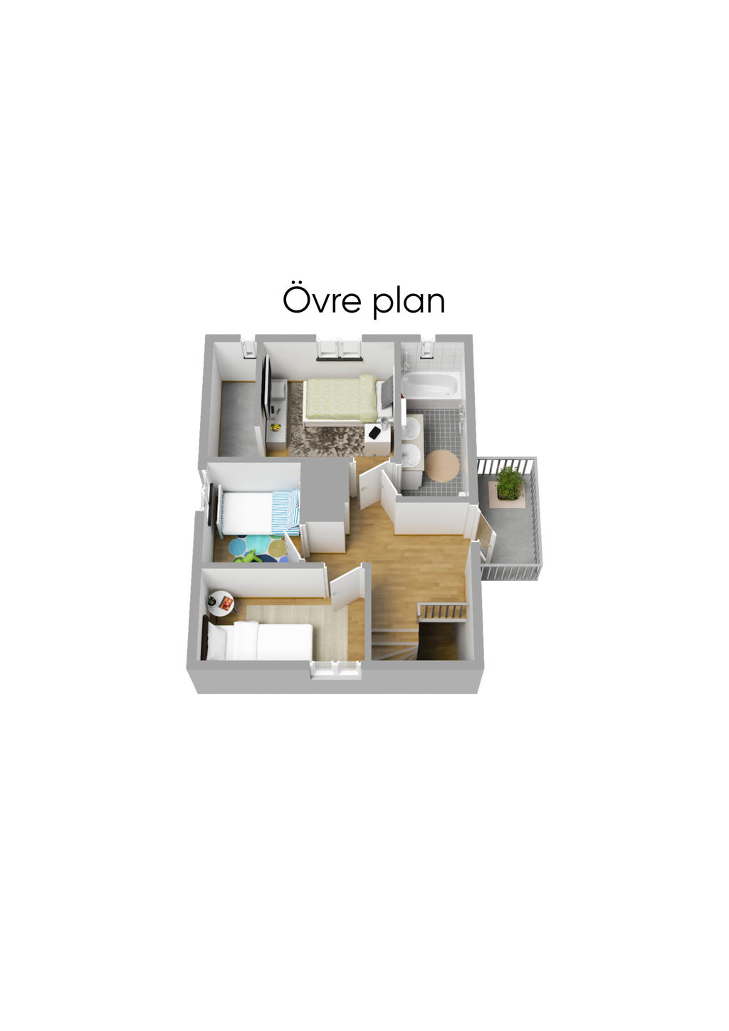 Planlösning övre plan 3D
