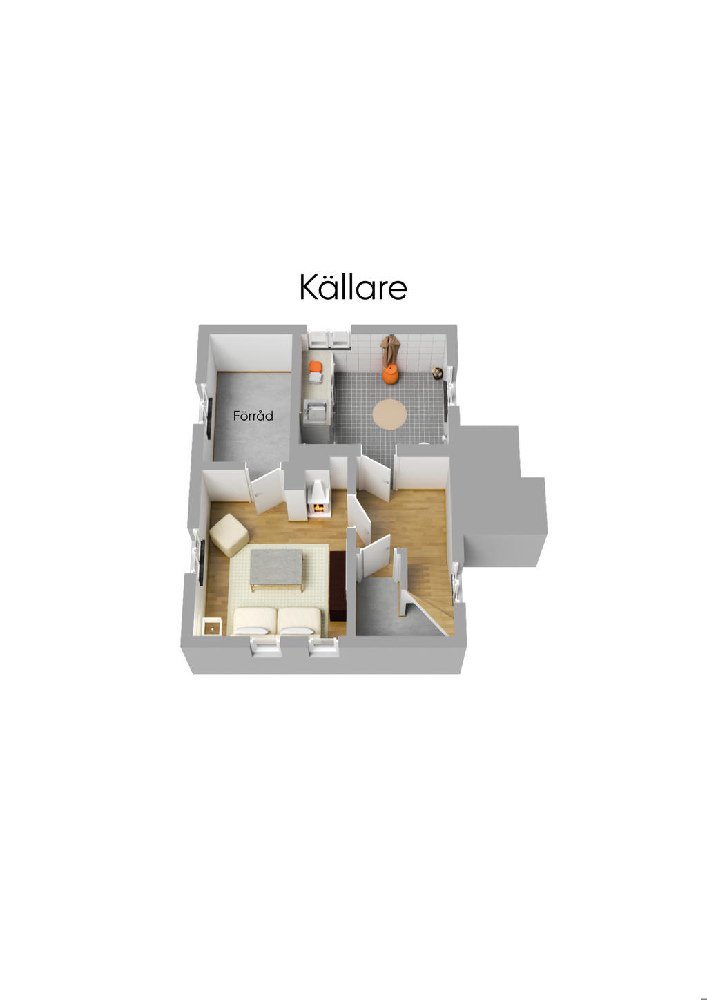 Planlösning källare 3D