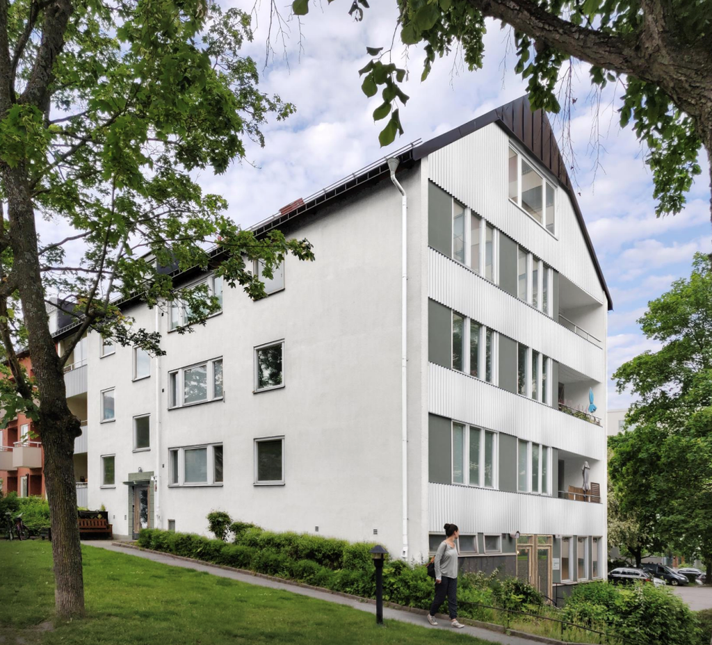 Renderad bild över fasad efter renovering