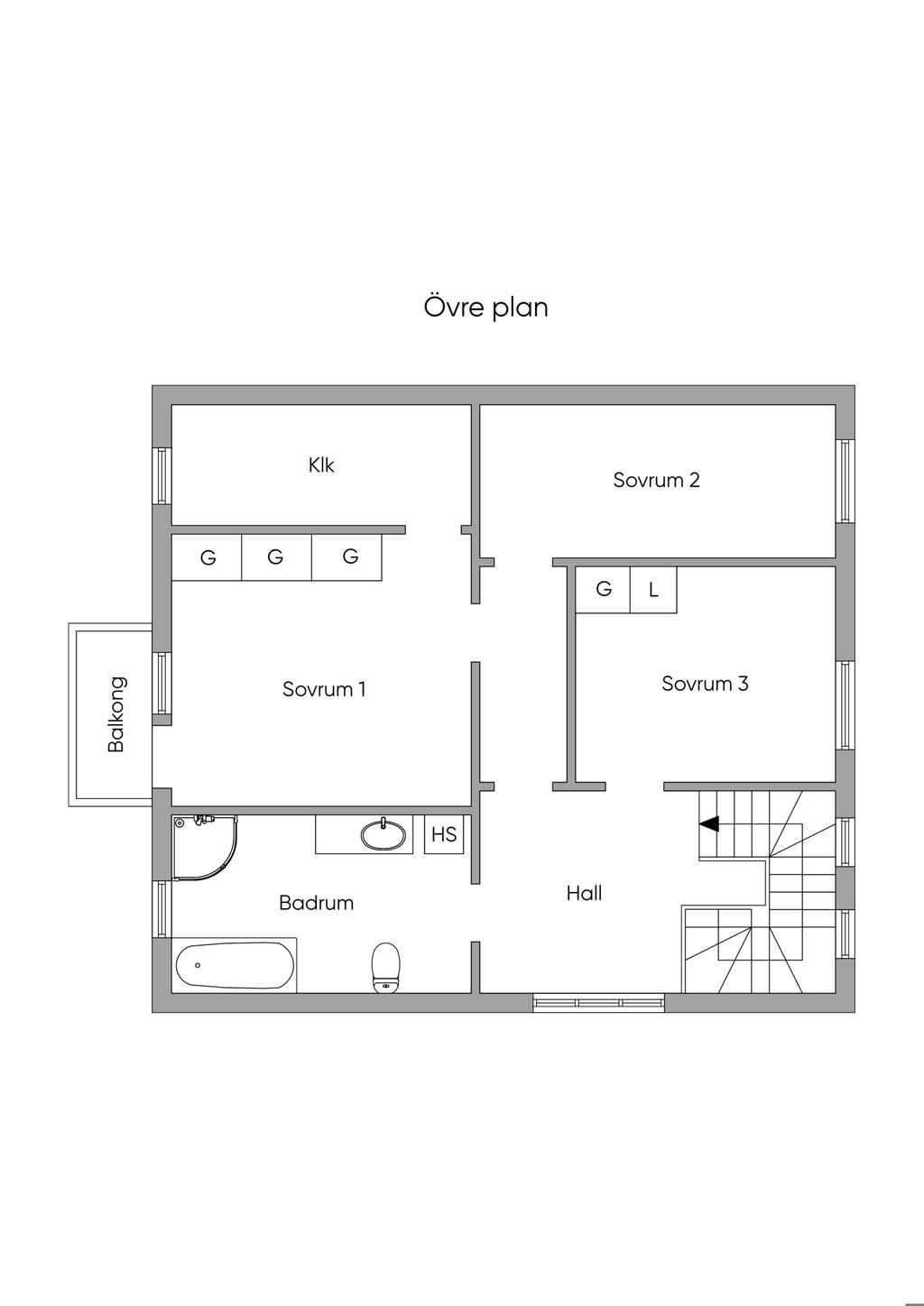 Planlösning, övre plan