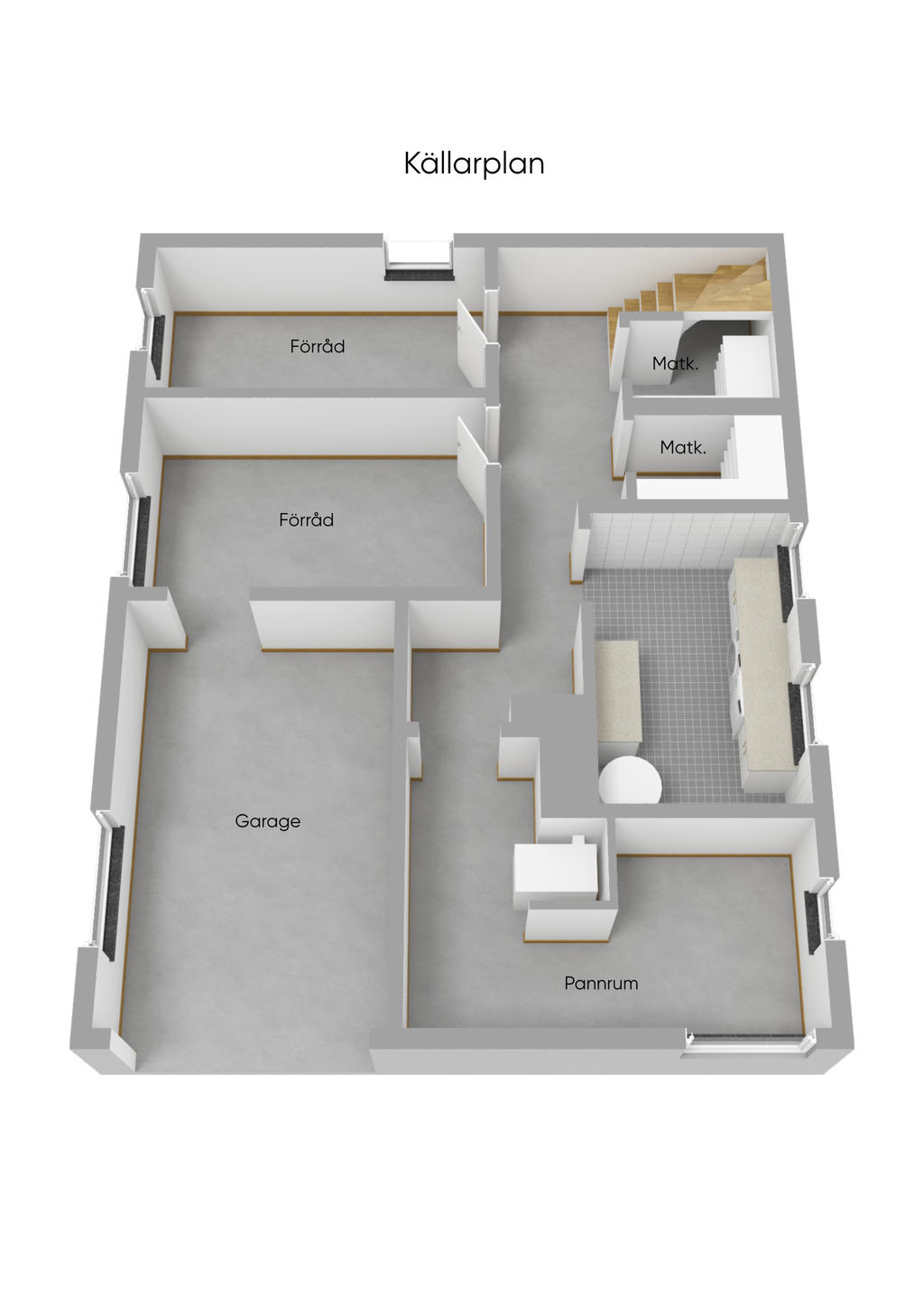 Planlösning källarplan 3D