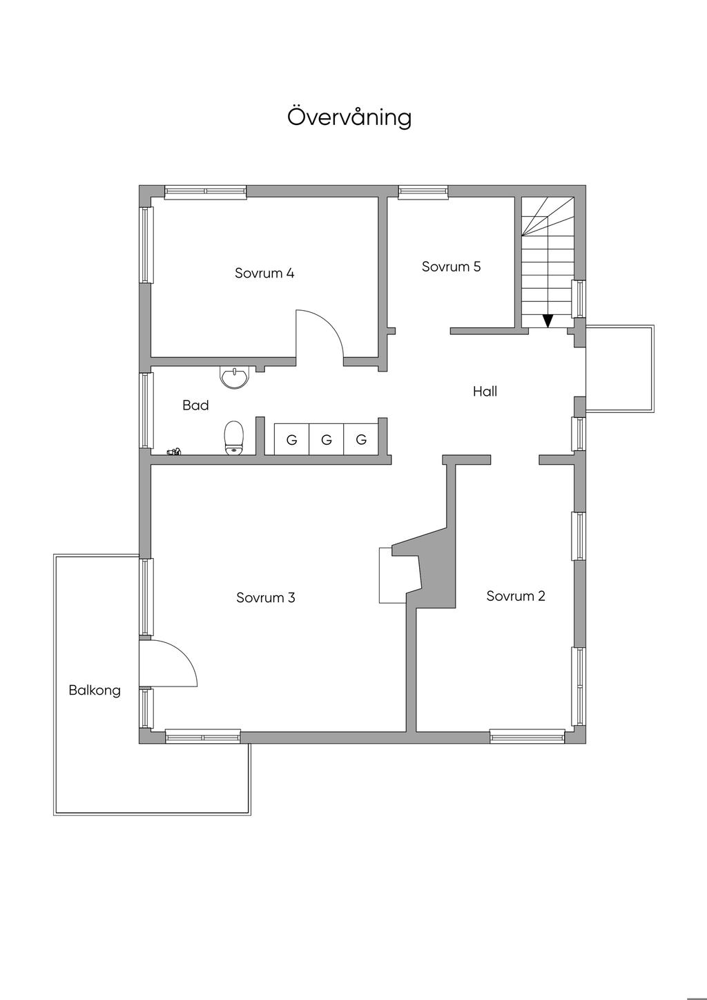 Planlösning övre plan