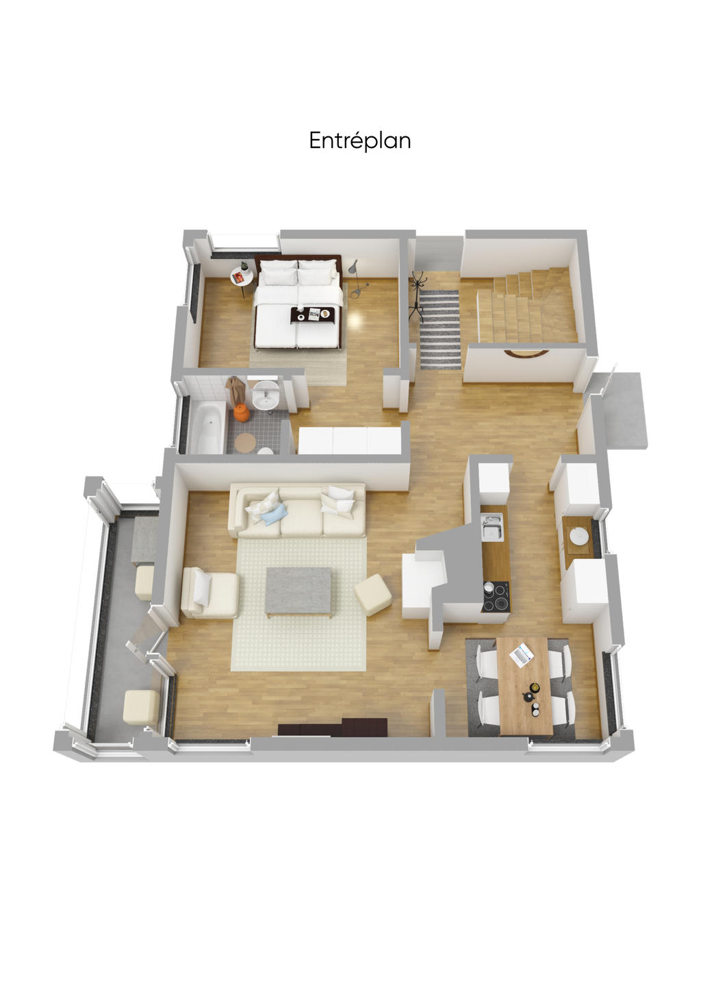 Planlösning entréplan 3D