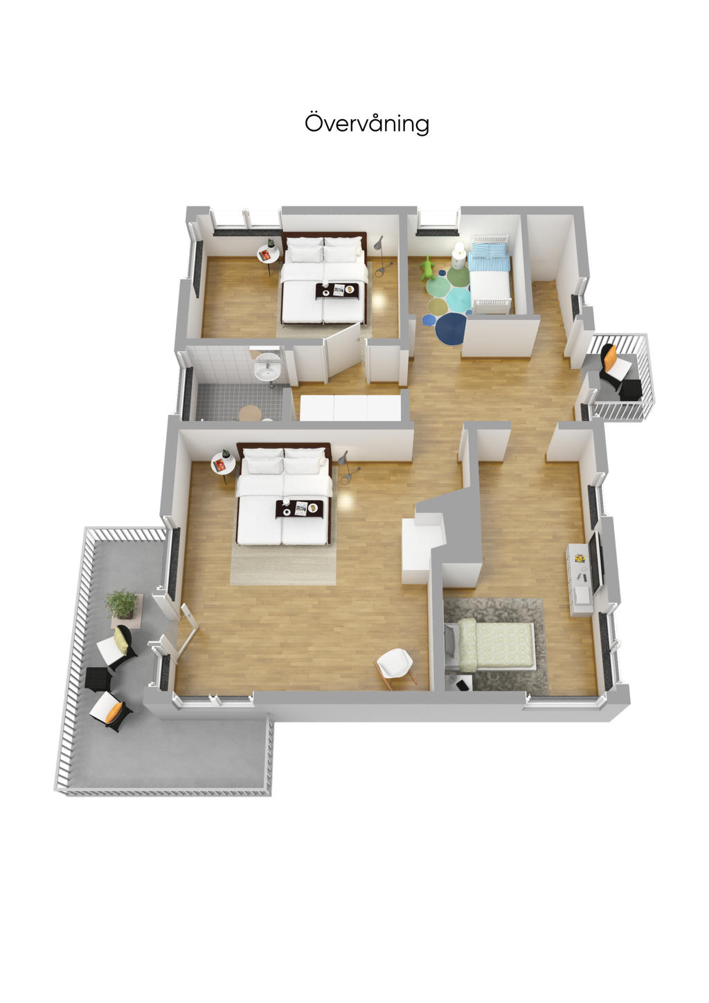 Planlösning övre plan 3D