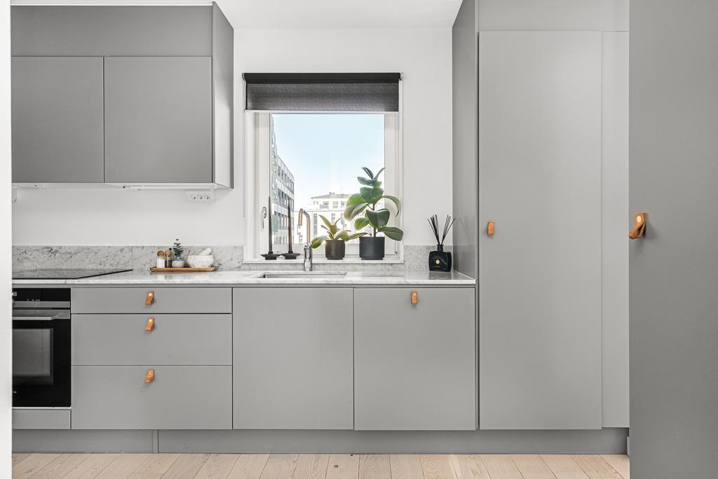 Stilrent kök i grått