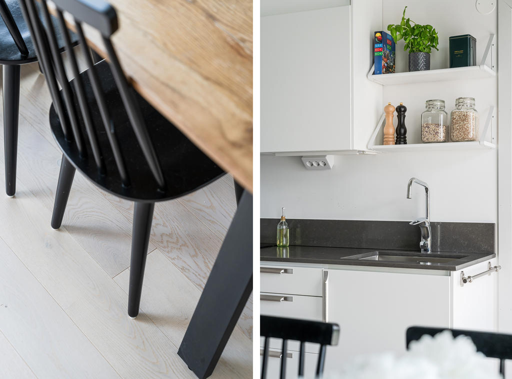 Stilrena golv och bänkskiva i komposit 