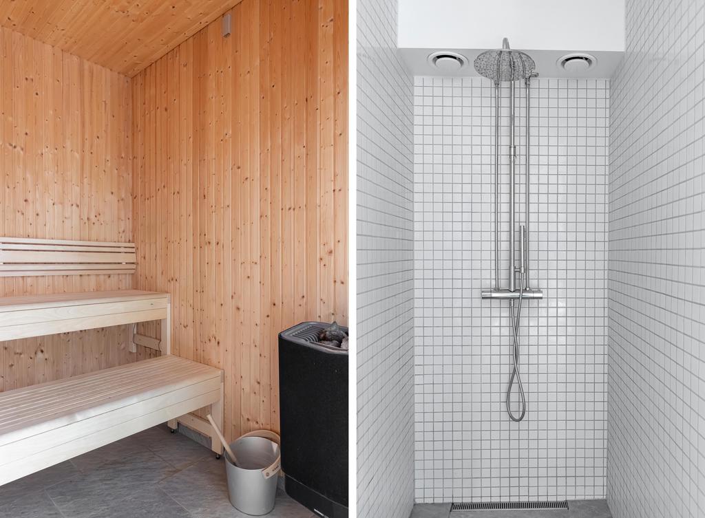 Bastu och dusch i poolhuset.