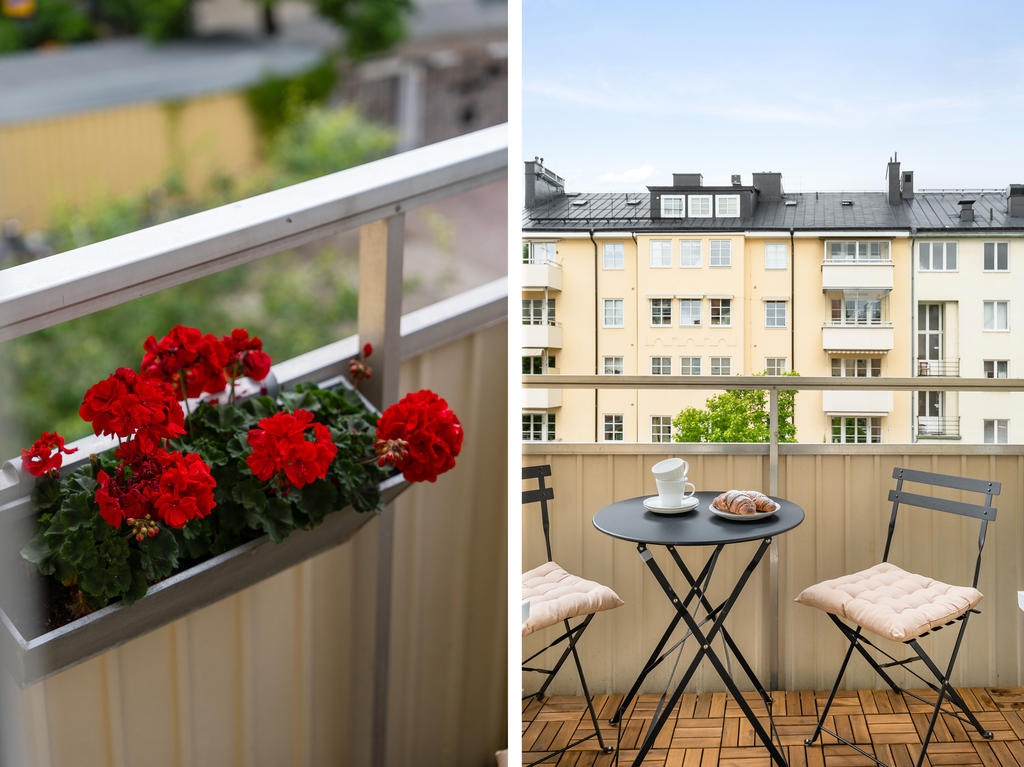 Belägen mot en grön och lugn innergård