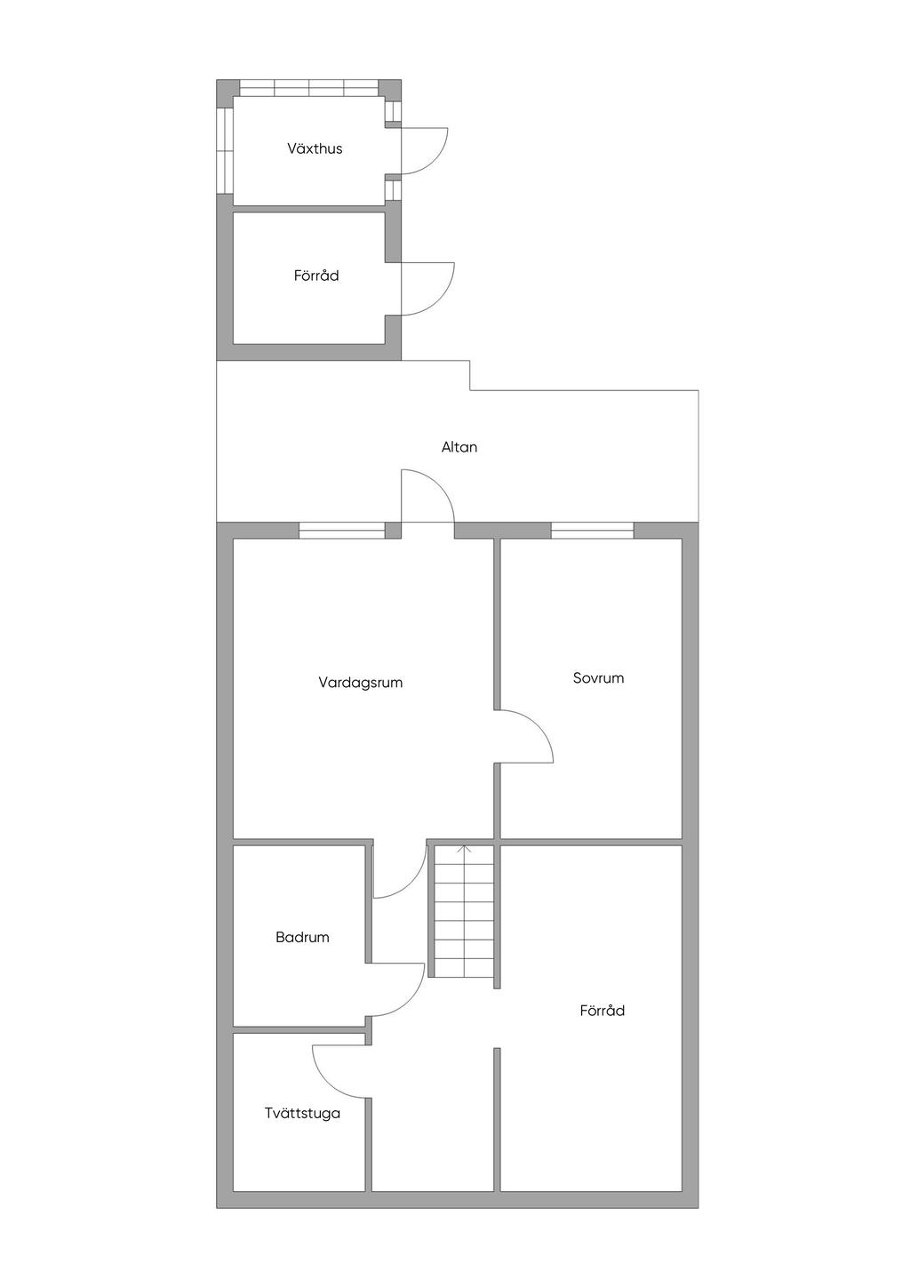 Planlösning nedre plan.