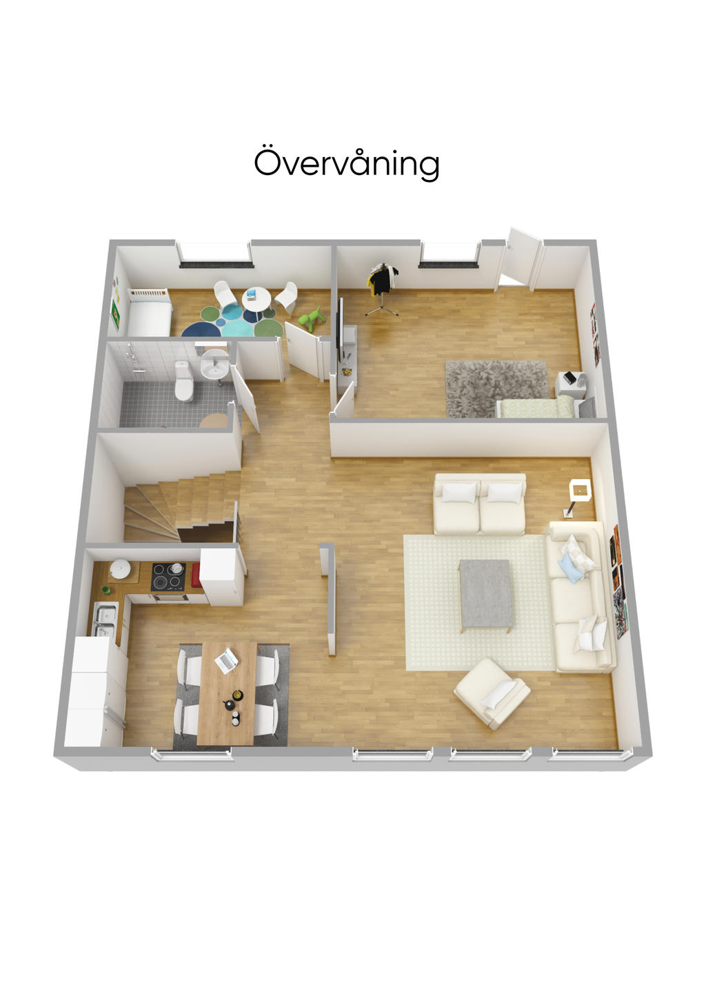 Planlösning övre plan 3D