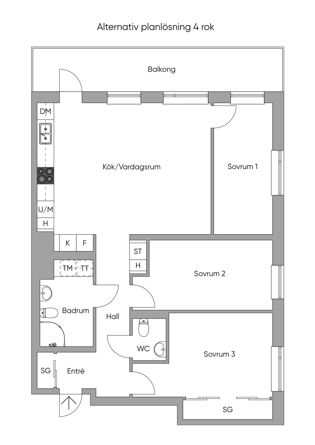 Planlösning, alternativ möjlig 4rok.
