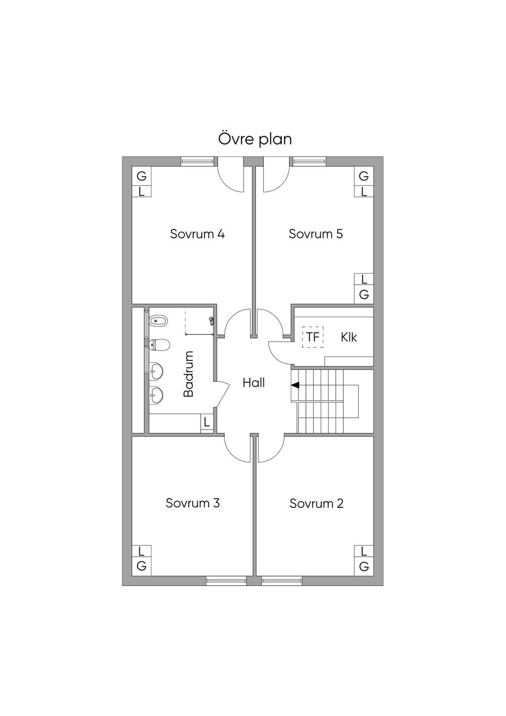 Planlösning övre plan