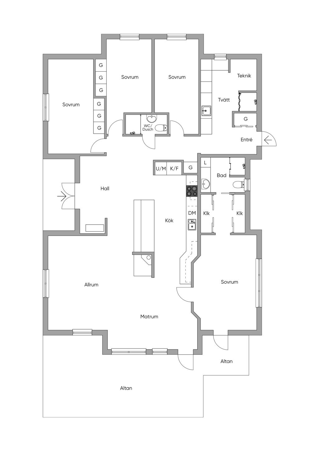 Alternativ planlösning - 4 sovrum