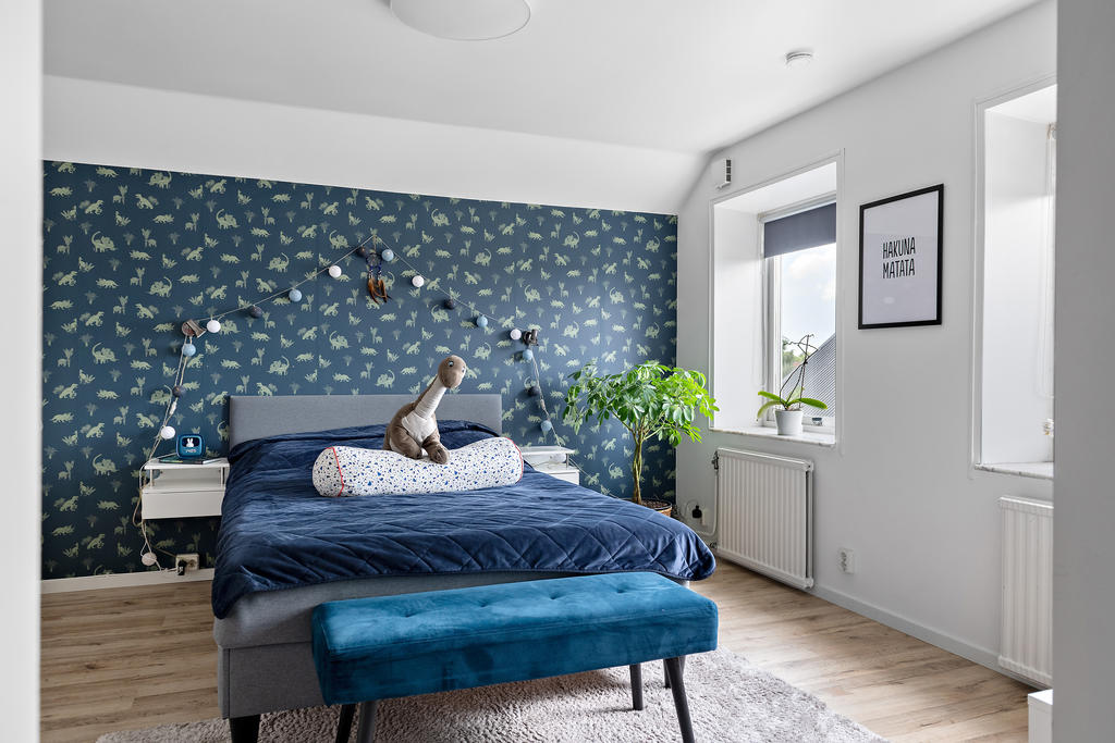 Sovrum på ovanvåningen.